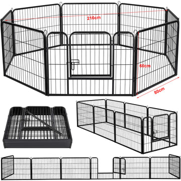 8 Panel Pet Dog Cat Bunny Puppy Play pen Playpen 60x80 cm Exercise Cage Dog Panel Fence Petsleisure